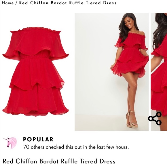 Dress, Red 3-Tiered BNWT - Picture 6 of 8